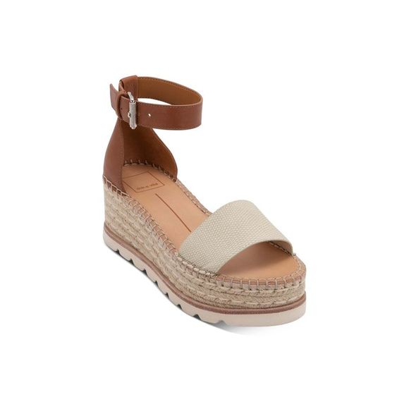 DOLCE VITA Shoes - DOLCE VITA Womens Beige 1" Platform Larita Wedge Leather Espadrille Shoes 9